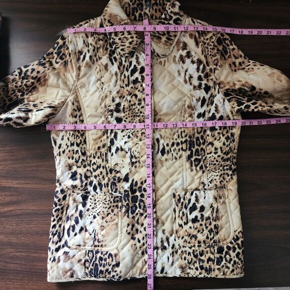 Dana Buchman Quilted Jacket Animal Print Leopard Lightweight Blazer Size M - Picture 7 of 16